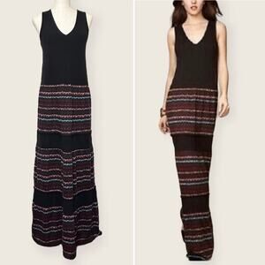 EUC | Free People | Sleeveless Pom Pom Maxi Dress | Black | Small
